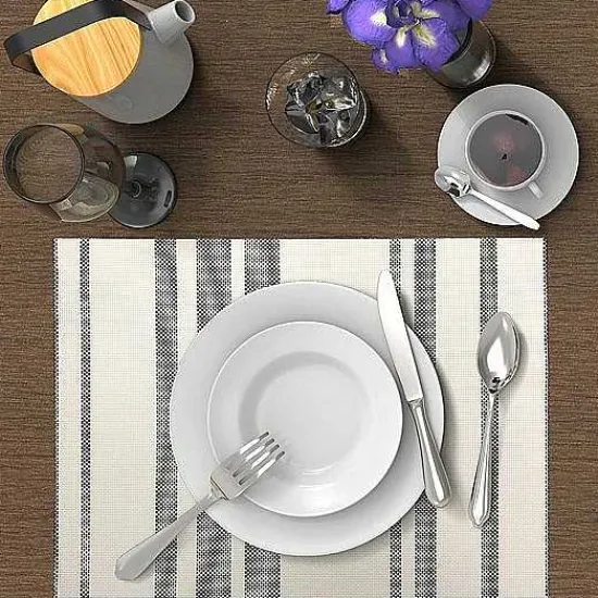 New Food Network Farmstead Stripe Woven Placemat 4-Pk. Table Linens