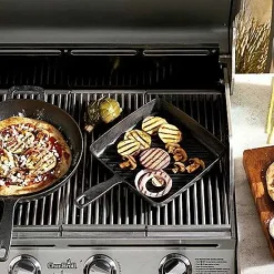 Online Food Network 9.8-In. Pre-Seasoned Cast-Iron Grill Pan Cookware & Bakeware