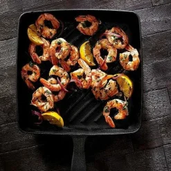Online Food Network 9.8-In. Pre-Seasoned Cast-Iron Grill Pan Cookware & Bakeware