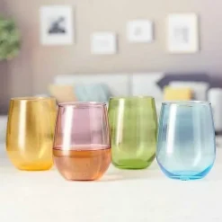 Outlet Food Network Kalindi 4-Pc. Stemless Wine Glass Set Drinkware & Glassware
