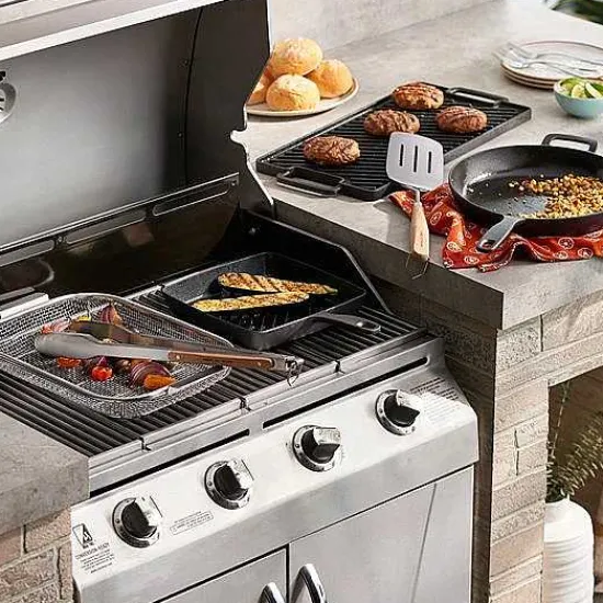 New Food Network Pre-Seasoned Cast-Iron Reversible Grill Cookware & Bakeware