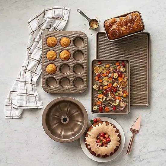 Discount Food Network Textured Performance Series 12-Cup Nonstick Muffin Pan Cookware & Bakeware